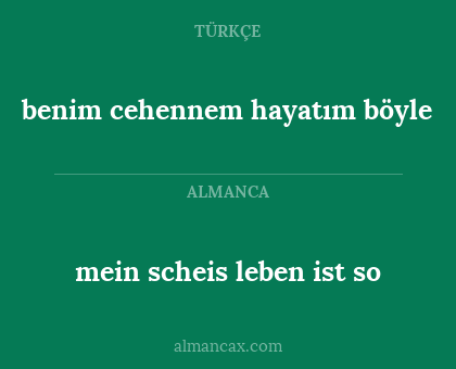 benim cehennem hayatım böyle - mein scheis leben ist so