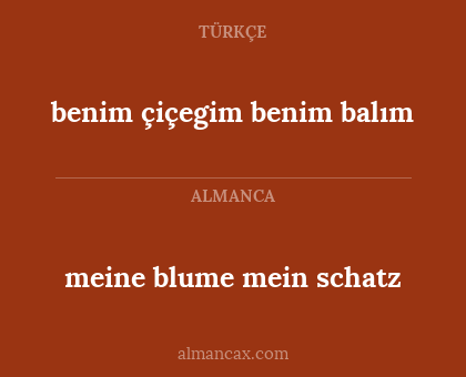benim çiçegim
benim balım - meine blume mein schatz