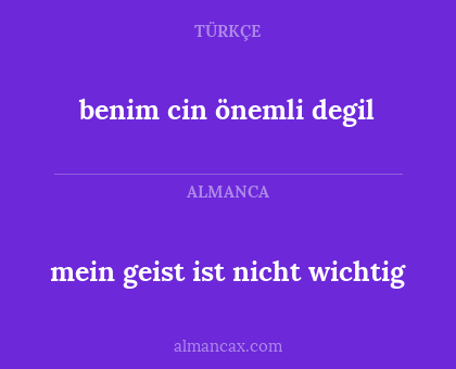 benim cin önemli degil - mein geist ist nicht wichtig