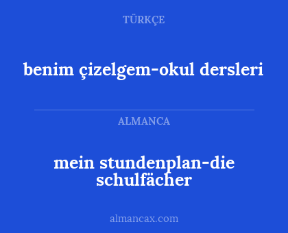 benim çizelgem-okul dersleri - mein stundenplan-die schulfächer