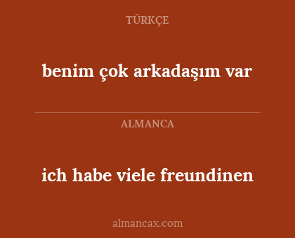 ich habe viele freundinen - benim çok arkadaşım var
