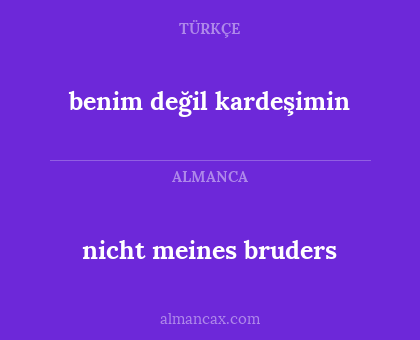 nicht meines bruders - benim değil kardeşimin