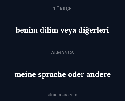 benim dilim veya diğerleri - meine sprache oder andere
