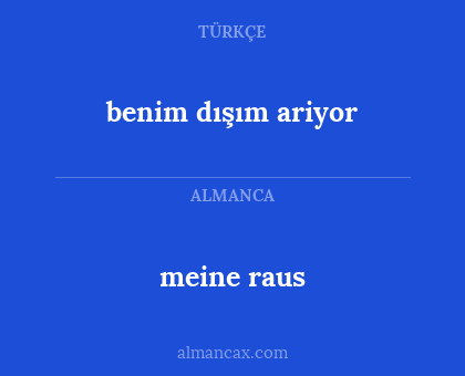 benim dışım ariyor - meine raus