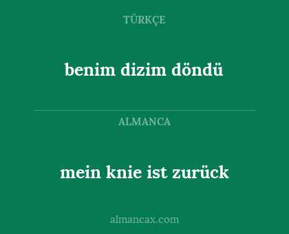 mein knie ist zurück - benim dizim döndü