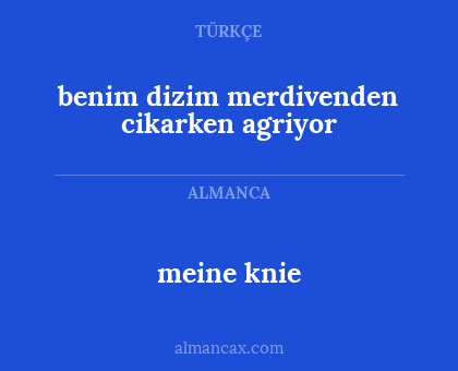 benim dizim merdivenden cikarken agriyor - meine knie