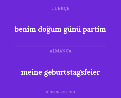 benim doğum günü partim - meine geburtstagsfeier