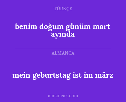 mein geburtstag ist im märz - benim doğum günüm mart ayında