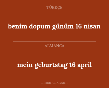 mein geburtstag 16 april - benim dopum günüm 16 nisan