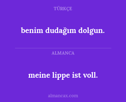 meine lippe ist voll. - benim dudağım dolgun.