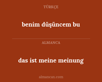 benim düşüncem bu - das ist meine meinung