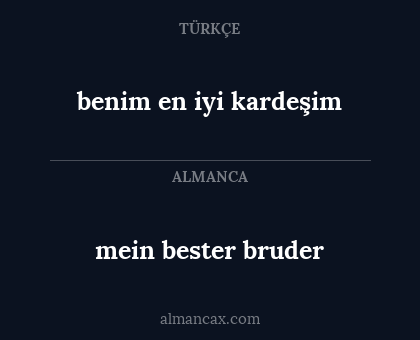mein bester bruder - benim en iyi kardeşim