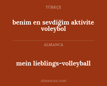 benim en sevdiğim aktivite voleybol - mein lieblings-volleyball