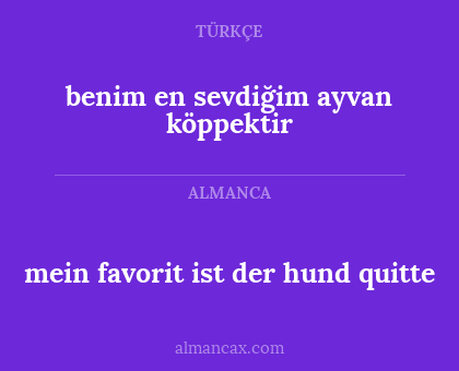 benim en sevdiğim ayvan köppektir - mein favorit ist der hund quitte