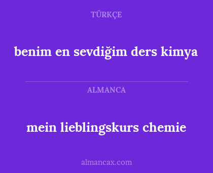 benim en sevdiğim ders kimya - mein lieblingskurs chemie