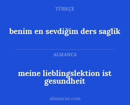 meine lieblingslektion ist gesundheit - benim en sevdiğim ders saglik
