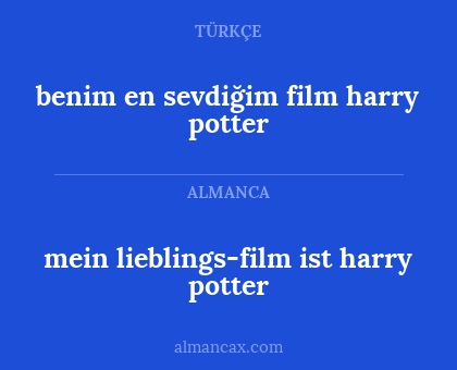 benim en sevdiğim film harry potter - mein lieblings-film ist harry potter