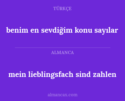 mein lieblingsfach sind zahlen - benim en sevdiğim konu sayılar