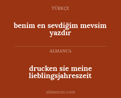 benim en sevdiğim mevsim yazdır - drucken sie meine lieblingsjahreszeit