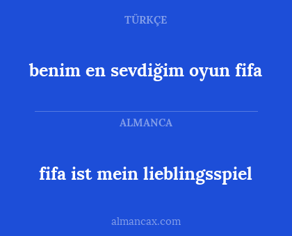 fifa ist mein lieblingsspiel - benim en sevdiğim oyun fifa