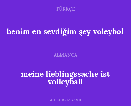 benim en sevdiğim şey voleybol - meine lieblingssache ist volleyball