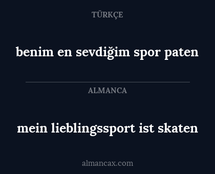 mein lieblingssport ist skaten - benim en sevdiğim spor paten