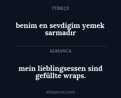 benim en sevdigim yemek sarmadır - mein lieblingsessen sind gefüllte wraps.