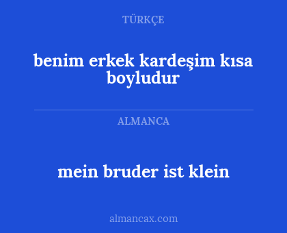 mein bruder ist klein - benim erkek kardeşim kısa boyludur