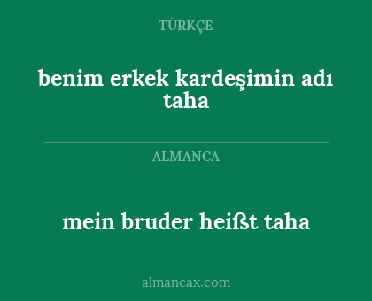 benim erkek kardeşimin adı taha - mein bruder heißt taha