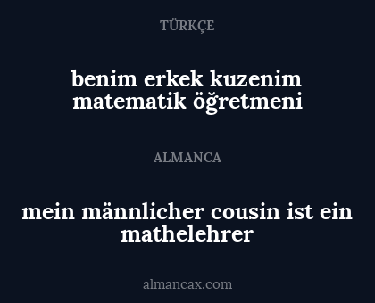 mein männlicher cousin ist ein mathelehrer - benim erkek kuzenim matematik öğretmeni