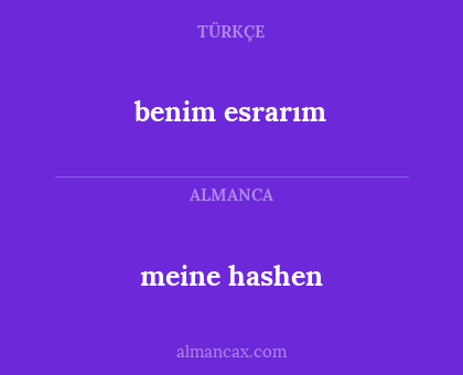 meine hashen - benim esrarım