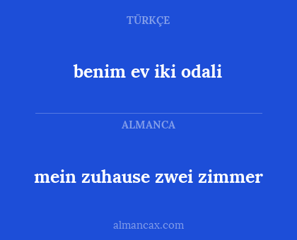 mein zuhause zwei zimmer - benim ev iki odali