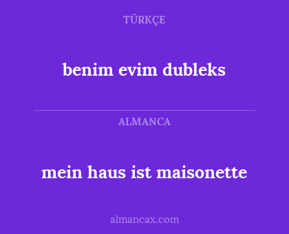 benim evim dubleks - mein haus ist maisonette