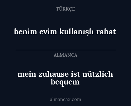 benim evim kullanışlı rahat - mein zuhause ist nützlich bequem