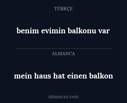 mein haus hat einen balkon - benim evimin balkonu var