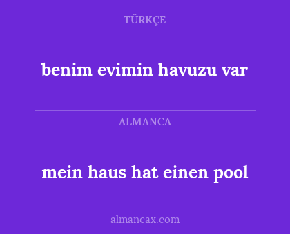 mein haus hat einen pool - benim evimin havuzu var