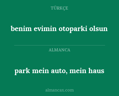 benim evimin otoparki olsun - park mein auto, mein haus