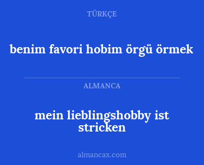 benim favori hobim örgü örmek - mein lieblingshobby ist stricken