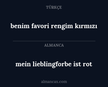 benim favori rengim kırmızı - mein lieblingforbe ist rot