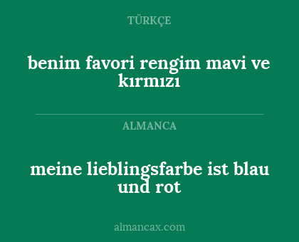 benim favori rengim mavi ve kırmızı - meine lieblingsfarbe ist blau und rot