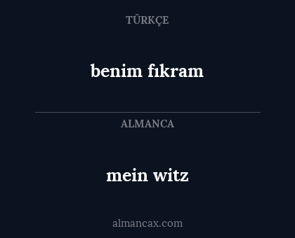 mein witz - benim fıkram