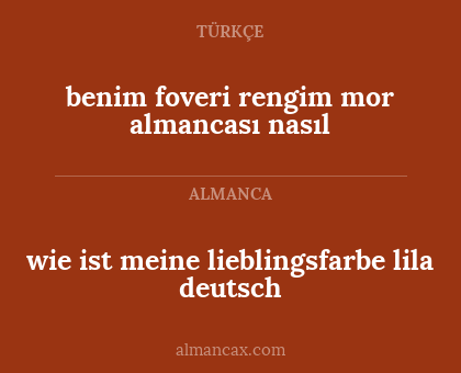benim foveri rengim mor almancası nasıl - wie ist meine lieblingsfarbe lila deutsch
