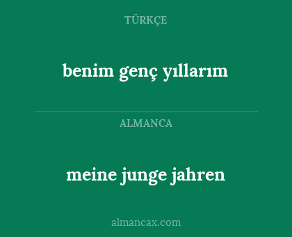 meine junge jahren - benim genç yıllarım