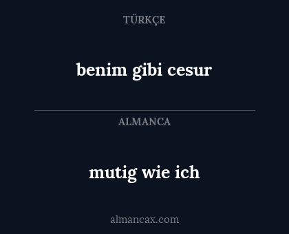 benim gibi cesur - mutig wie ich