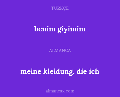 benim giyimim - meine kleidung, die ich