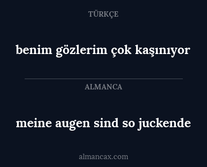 benim gözlerim çok kaşınıyor - meine augen sind so juckende