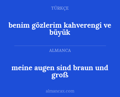 benim gözlerim kahverengi ve büyük - meine augen sind braun und groß