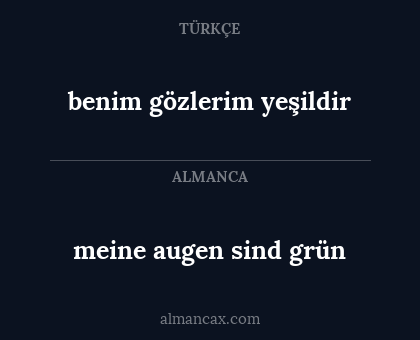 meine augen sind grün - benim gözlerim yeşildir