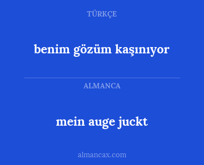 mein auge juckt - benim gözüm kaşınıyor