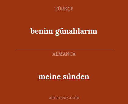 meine sünden - benim günahlarım